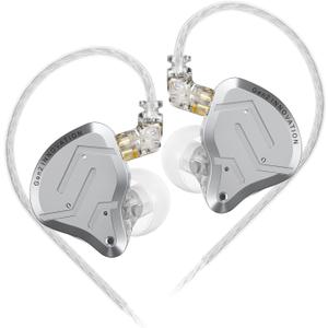 KZ ZSN Pro 2 in-Ear Monitors Headphones Metal Earphones 1BA+1DD Hybrid Technology HiFi Bass Clear Sound IEMs Noise Cancellation Earbuds Wired for Musicians Singer Audiophile(Silver,No Mic)