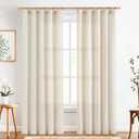 jinchan Linen Curtains 84 Inch Length 2 Panels Set Window Curtains for Living Room Bedroom Light Filtering Farmhouse Drapes Aesthetic Decor Drapes 7ft Long, Back Tab, Linen Natural, 50W x 84L