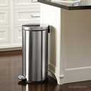 simplehuman Round Step Can, 30L / 8 Gallon Kitchen Trash Can, Iconic Round Shape, 150,000-Step Pedal, Lid Shox® Silent Close, Removable Inner Bucket, Brushed Stainless Steel
