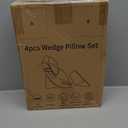 4PCS Orthopedic Bed Wedge Pillow Set for Sleeping, Post Surgery Foam Support Pillows for Back, Neck and Leg Pain Relief, Adjustable Triangle Pillow  Acid Reflux, GERD & Snoring Recovery, White Grey