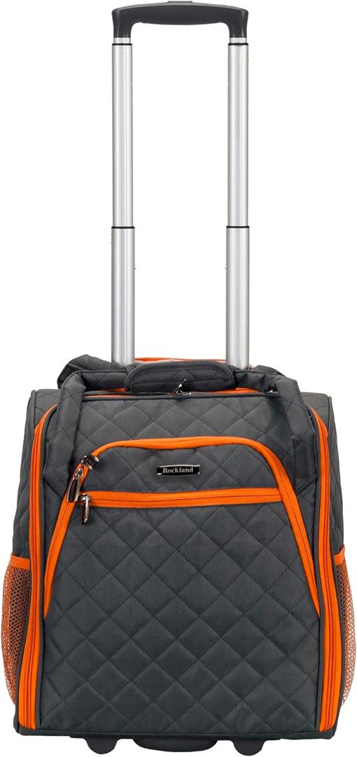 Rockland Melrose Upright Wheeled Underseater Carry-On Luggage, Charcoal, Small