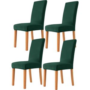 Deisy Dee Velvet Stretch Dining Room Chair Covers - Colorful and Washable Parson Chair Slipcovers - Stretchable Removable Furniture Protectors (4, Kelly)