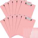Fulmoon 12 Sets Pink Plastic Clipboards Include 12 Pcs Black Ink Pink Pens Lightweight Standard A4 Letter Size Office Clip Board with Pen Holder Low Profile for Back to School Nurse Teacher 12 x 8.58
