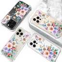 Hungo Compatible for iPhone 16 Pro Case for Women Girls Clear Design Cute,Girly Designer Aesthetic Protector Beautiful Carnation