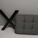 Square Makeup Stool with X-Leg Foot Rest, Linen Footrest, Ottoman Seat, Multi-Use as Small Side Table, for Bedroom, Living Room, Dark Gray LG-70G (17.72"-Linen)