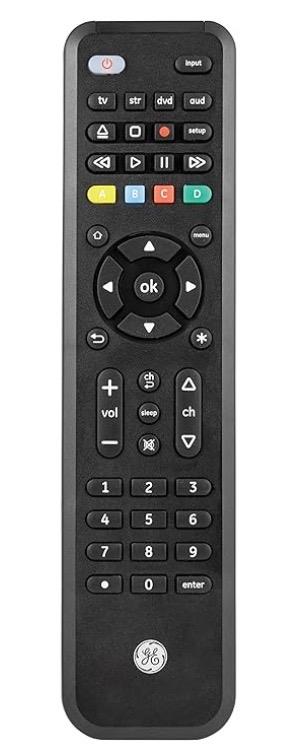 GE Samsung Replacement Remote, Universal Remote Control Compatible for Roku, Apple TV, Smart TV, Soundbar, Streaming Player, Blu Ray, DVD, DVR, 4 Device, Black, 44235