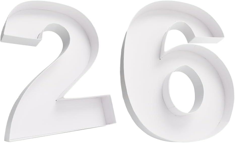 12 inch Fillable Number Paper Mache Cardboard Cutouts Sweet Charcuterie Board Tray (White, 26 Shape)