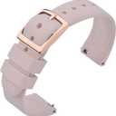 ANNEFIT Silicone Watch Bands, Quick Release Rubber Sport Strap 22mm with Classic Rose Gold Clasp (Light Pink)