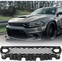 Front Upper Grille Assembly Compatible With 2015-2023 Dodge Charger SRT Pursuit R/T SE GT Scat Pack Daytona Replacement for 68417502AA Mesh Grill W/ 2 Side Bezels