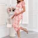 AISWI Maternity Mesh Dress Ruched Side Round Neck Pregnancy Dresses Baby Shower Wedding Guest Cocktail Party
