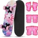 Honoson 7 Pcs Skateboard for Toddlers Beginners Knee Elbow Pads Wrist Guards Gear Set, Age 6-10 Kids 24 X 6"