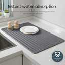 Stone Drying Mat for Kitchen Counter,Wavy Dish Drying Mat Instant Water Absorption,Fast Dry,non-slip,Heat-Resistant,Large Stone Drying Mat for Dishes and More (dark grey, 23.6*15.3in)