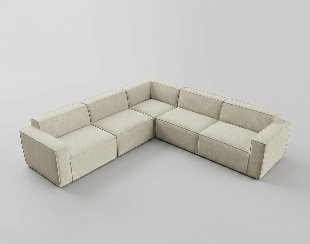 Novilla 109" Modular Sectional Sofa, No Assembly Cloud Sectional Couch with Smarts Coil Support, Chenille Fabric L Shape Sectional Sofa, Boneless Couch for Living Room Apartment, Beige (5 Seat)