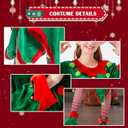 7 Pcs Women Christmas Elf Costume Set Santa's Helper Velvet Dress Xmas Outfit Elf Ears Hat Shoes Belt Socks Bell (XXL)