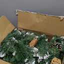 Jin&Bao 9FT Christmas Garland with Lights, 100 LED Prelit Green Snowy Pine Garland Christmas Decorations with Timer Function, 3AA Battery Operated Xmas Garland Fireplace Door Stairs Outdoor