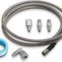Steel Braided Turbo Oil Feed Line -4AN, Pressure Stainless Remote Turbocharger Sensor Teflon 4 AN Gauge Line Kit (60 inch)