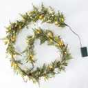 6FT Pre-lit Two-tone Olive Christmas Garland Battery Operated Artificial Greenery Winter Mistletoe Garland with Timer for Mantle, Stairs Railing, Patio, Table, Window, Front Door Holiday Decor