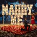 Marry Me Light Up Letters: Will You Marry Me Sign Marquee Letters 3 Feet Tall Yellow Lit Proposal Decorations Outdoor Large Engagement Wedding Party Decorations Kit with 2000 Pcs Rose Petals