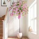 Erimda 7.2FT Artificial Bougainvillea Tree Artificial Tree Tall Potted Fake Bougainvillea Trees for Outdoor Indoor Lifelike Potted Faux Plants with Wood Trunk and Flowers Office Wedding Home Decor