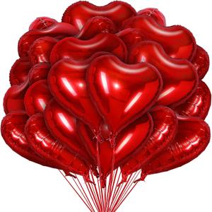 100 Pcs Red Valentine's Day Heart Foil Balloons Valentine's Day Decorations 18 Inch Valentines Love Balloon Party Decorations for Wedding Baby Shower Birthday Decor