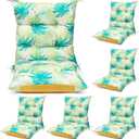 Hoteam 6 Set Patio Chair Cushions Outdoor 20 x 40 Inch High Chair Patio Cushion for Outdoor Furniture Waterproof Seat Rocking Indoor Thickened Pad(Palm Style,Fresh Color)