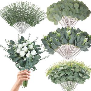 Eucalyptus Leaves Stems 200 PCS, 4 Kinds Mixed Artificial Greenery Stems for Wedding Decor Vase Floral Arrangement Centerpiece