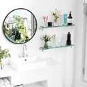 Glass Shelves for Bathroom,20-Inch Brushed Nickel Floating Bathroom Shelf Stainless Steel Tempered Glass Shelf Modern Shelves Wall Mounted