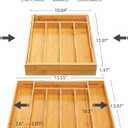 Expandable Bamboo Kitchen Drawer Organizer for Cutlery and Utensils, Adjustable Bamboo Wood Cutlery Tray in Drawer for Flatware and Silverware in Kitchen, (Natural)