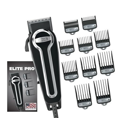 Wahl USA Elite Pro High-Performance Corded Home Haircut & Grooming Kit for Men – Electric Hair Clipper – Model 79602M