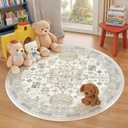zesthome Washable Round Rug - 5ft Ultra-Thin Circle Area Rugs, Vintage Non-Slip Low Pile Rug for Living Room, Stain Resistant Rug for Bedroom, Entryway, Kitchen, Nursery