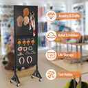 Pegboard Display Metal Pegboard Panels Rolling Pegboard Display 23.62" X 68.5" Pegboard Organizer with 30 Hooks for Garage Office Craft Room Retail Stores Vendors Selling Accessories, Black