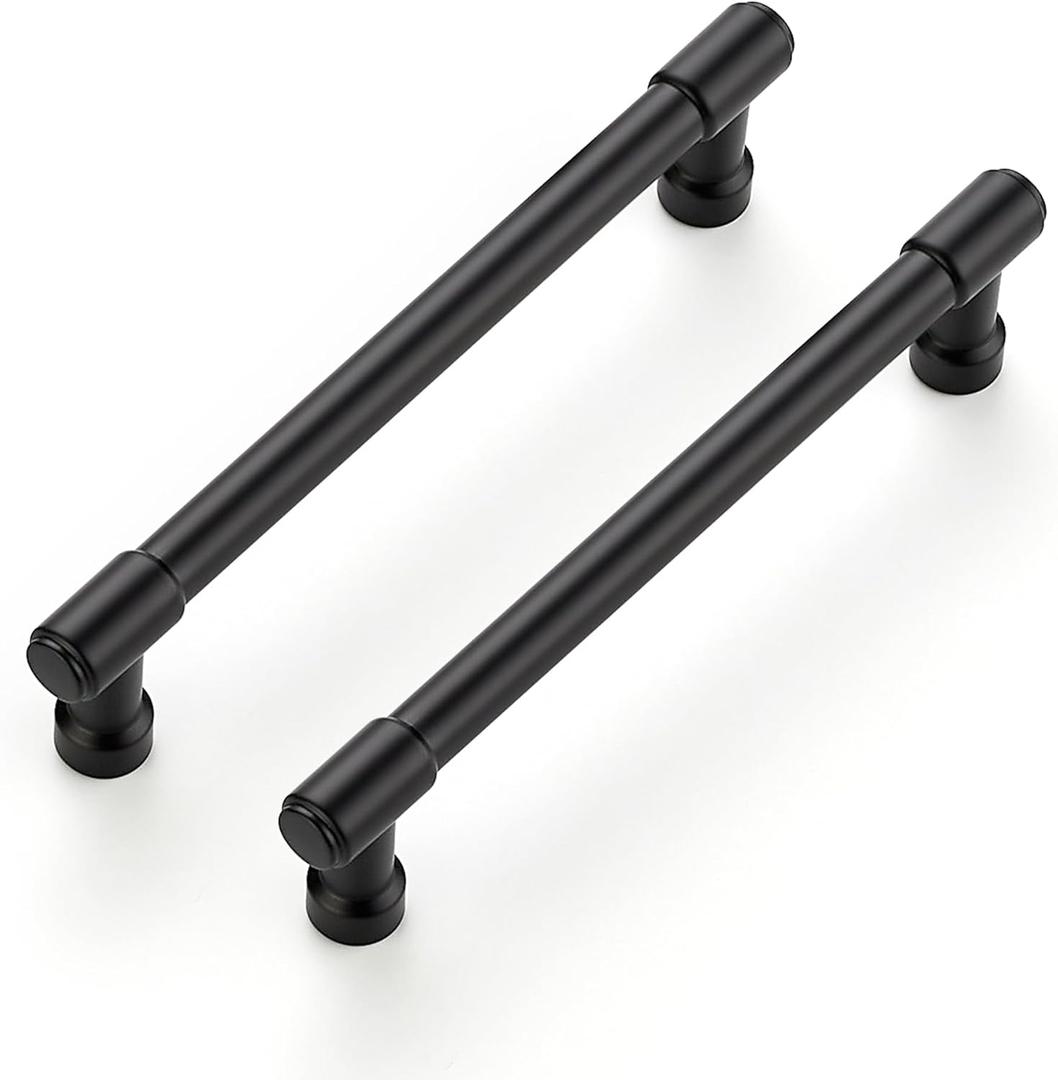 Ravinte 10 Pack 5 Inch Hole Center Solid Kitchen Cabinet Handles Matte Black Dresser Pulls Cabinet Drawer Pulls for Kitchen Cupboard Hardware