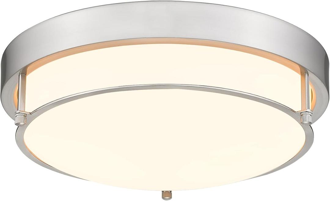Close to Ceiling Light Fixtures, Bushed Nickel Farmhouse Ceiling Light with 2 Light for Laundry Kitchen Bedroom Bathroom, 4822-BN (Frosted Class & Brushed Nickel)