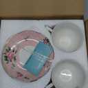 BTaT- Floral Tea Cups and Saucers, Set of 2, 8 oz, Fine Porcelain Teacup Set with Gold Trim for Afternoon Tea, Weddings, Parties & Gifting, Dishwasher Safe, Lightweight, Non-Toxic, Mothers Day Gift (Pink)