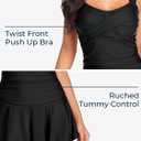 MiYang Women's Swimwear One Piece Slimming Skirt Tummy Control Swimdress Bathing Suit (Black, XL)