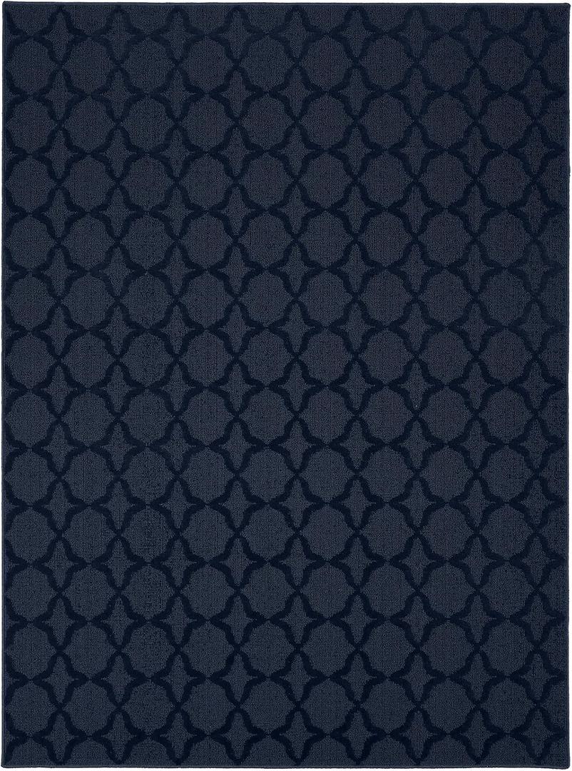 Garland Rug Sparta Non Slip Polypropylene 5-Feet by 8-Feet Navy Blue Area Rug- Ideal for Living Rooms & Hallways, Stylish & Durable for High-Traffic Areas