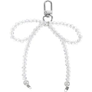 Pearl Bow Keychain for Purse - Bag Charm with Elegant Bowknot Design, Car Keys Accessories for Women