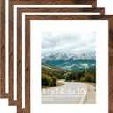 11x14 Picture Frame with 8x10 Mat Deep Brown, Display 8x10 with Mat or 11x14 Without Mat, Wood 11 by 14 Photo Frame, 11 x 14 Frame for Wall Hanging Display, Deep Brown, 4 Pack
