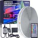 MIHEAL 100FT Outdoor LED Strip Light IP67 Waterproof,Outside RGB Lights with App/Remote Control,Color Changing,Music Sync Rope Light for Balcony,Deck,Rooftop,Garden,Pool