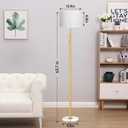 Gold Marble Floor Lamp, Dimmable 63.7" Tall Pole Standing Lamp with White Linen Shade, Modern Floor Lamp for Living Room Bedroom Office, Stepless Dimming, LED Bulb Included