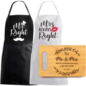 Mr & Mrs Aprons with Pocket Cutting Board Gifts Set for Couples 2026, And So Together They Built a Life They Loved, Bridal Shower, Engagement, Housewarming Gifts