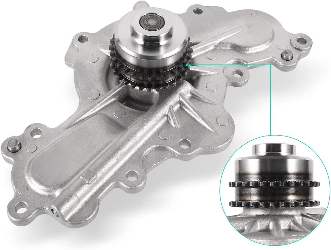 AULINK AW6348 Water Pump (W/Double-Row Sprocket;Engine 3.5L 3.7L) For 2011-2019 Ford Edge Fusion Flex Explorer Taurus,2011-2019 Lincoln MKS MKZ MKT MKX,MAZDA 6 CX9
