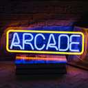 Arcade Neon Sign - Retro Blue & Yellow LED USB Wall Light for Game Rooms & Bars, Hanging Kit Included, Vintage Gift for Gamers & Adults