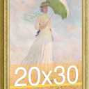 20x30 Picture Frame, HD Plexiglass 20x30 Ornate Vintage Photo Frame, 20 by 30 Oil Painting Poster Frame with Vintage Gold Border and Distressed Rust-Like Finish, Horizontal & Vertical Display for Tabletop or Wall Decor (1 Pack