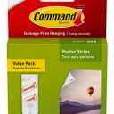 Command Poster Strips, Damage Free Hanging Poster Hangers, No Tools Wall Hanging, 60 White Adhesive Strips (Pack of 1)