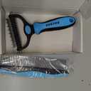 Docrok Pet Grooming Combo - Blue Deshedding Brush with Metal Comb for Detangling and Dematting Long, Matted Fur on Cats and Dogs