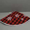 Christmas Tree Skirt 30 Inch Simulated Linen Fabric Tree Skirt with Snowflakes Printed Xmas Mat for Christmas Holiday Party Decoration Indoor Outdoor(Red Black)