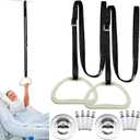 Tandefio 2 Sets Elderly Pull up Bed Trapeze Ceiling Mounted Bar Trapeze Stand Ladder Bed Helper 2 Stainless Steel Fixing Plate 8 Stainless Steel Expansion Bolt 4 Snap Hooks for Bed Mobility Transfer