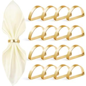16Pcs Metal Gold Napkin Rings Set, Stainless Steel Metal Gold Napkin Holder, Fall Thanksgiving Christmas Easter Napkins Rings for Table Decor Wedding, Banquet, Party