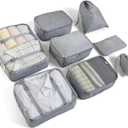 8 Set Packing Cubes for Suitcases Travel Luggage Packing Organizers,Travel Essentials Accessories Luggage Organizer with Shoe Bag Tioletry/Laundry BagGrey